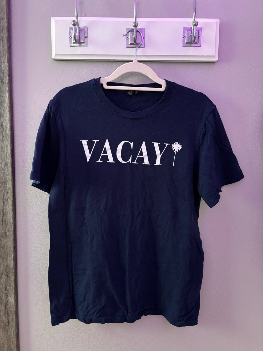 Anvil Graphic Tee with White Lettering - Navy Blue
